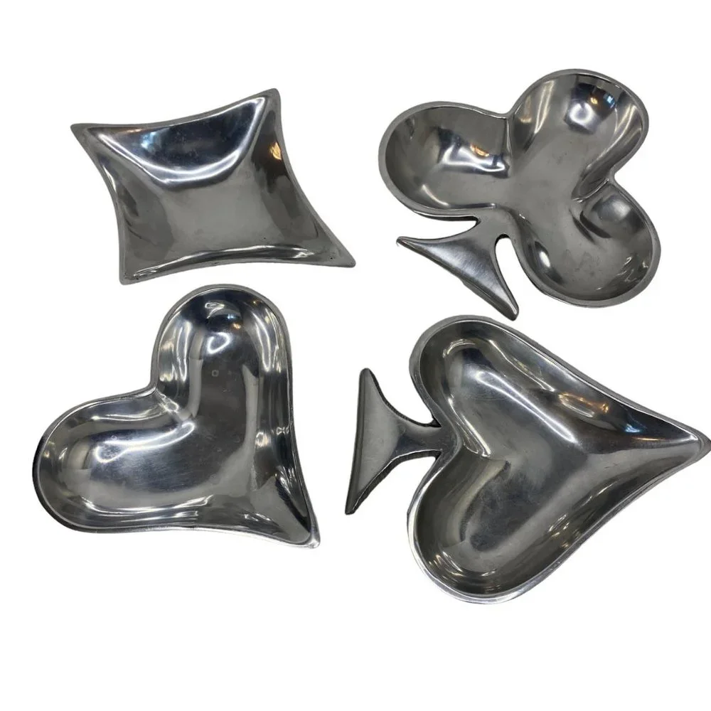 The Wilton Co Card suits‎ pewter trays bar nuts candy bowls poker set of 4